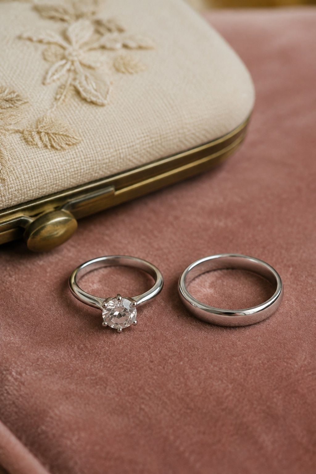 Classic solitaire paired with a slim stacking band