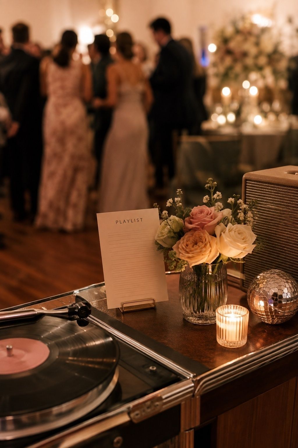 Guests dancing to an 80s-inspired reception playlist