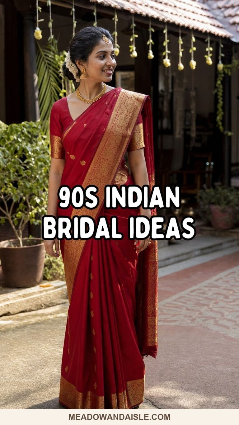 90s Indian bridal ideas pin with an heirloom red sari