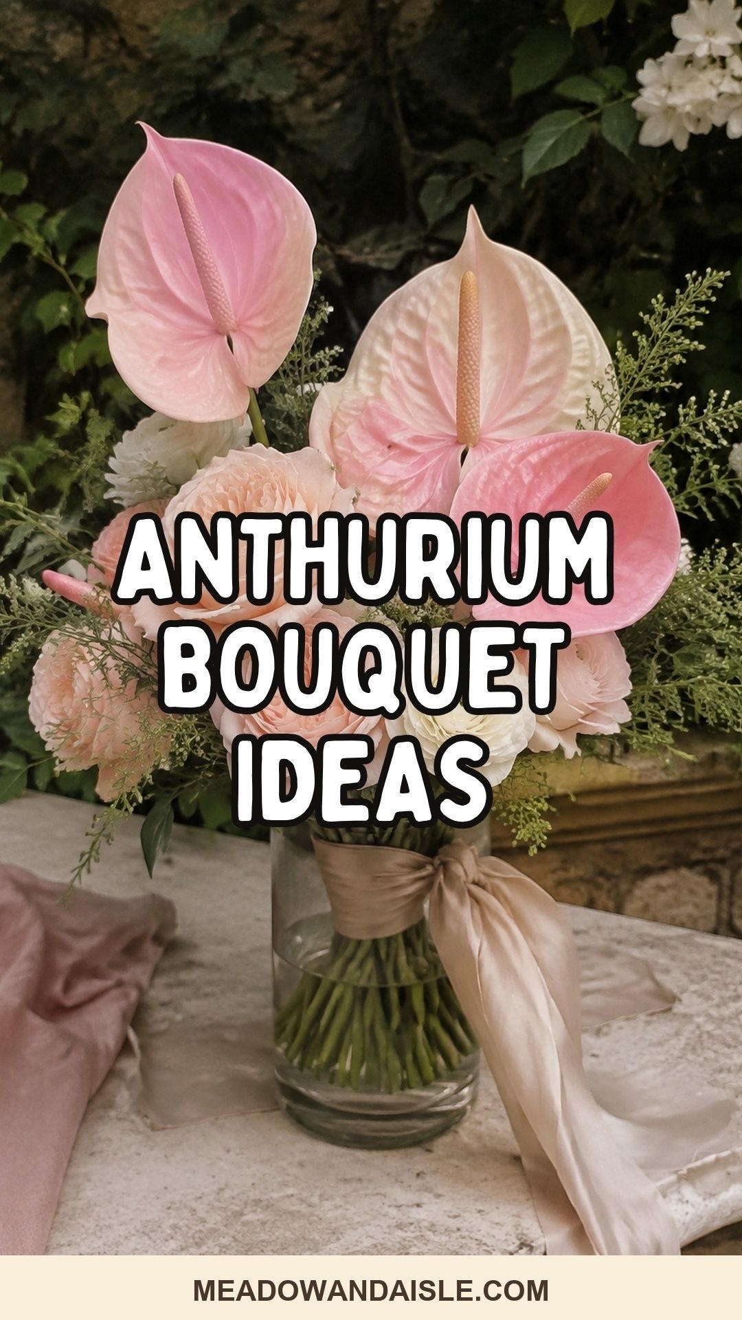 Anthurium bouquet ideas Pinterest pin for Meadow & Aisle