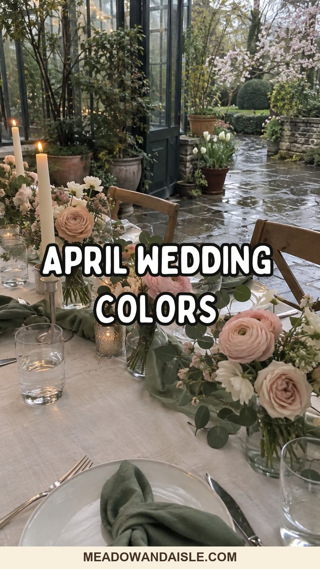 Pinterest pin with the title April Wedding Colors