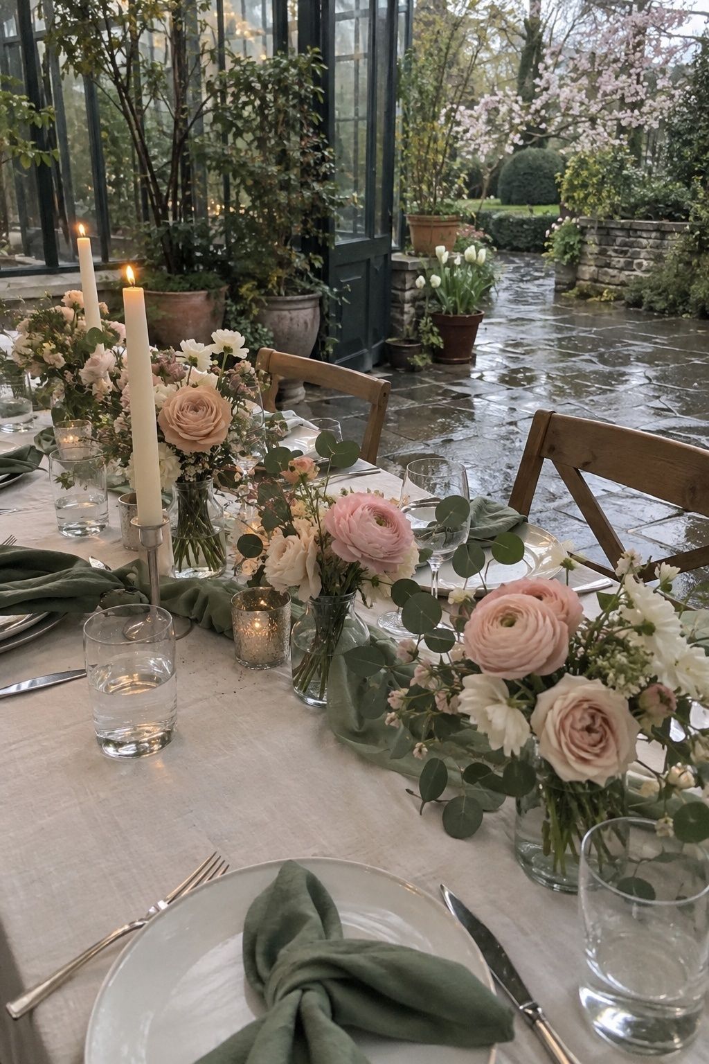Blush, sage and ivory wedding palette for April