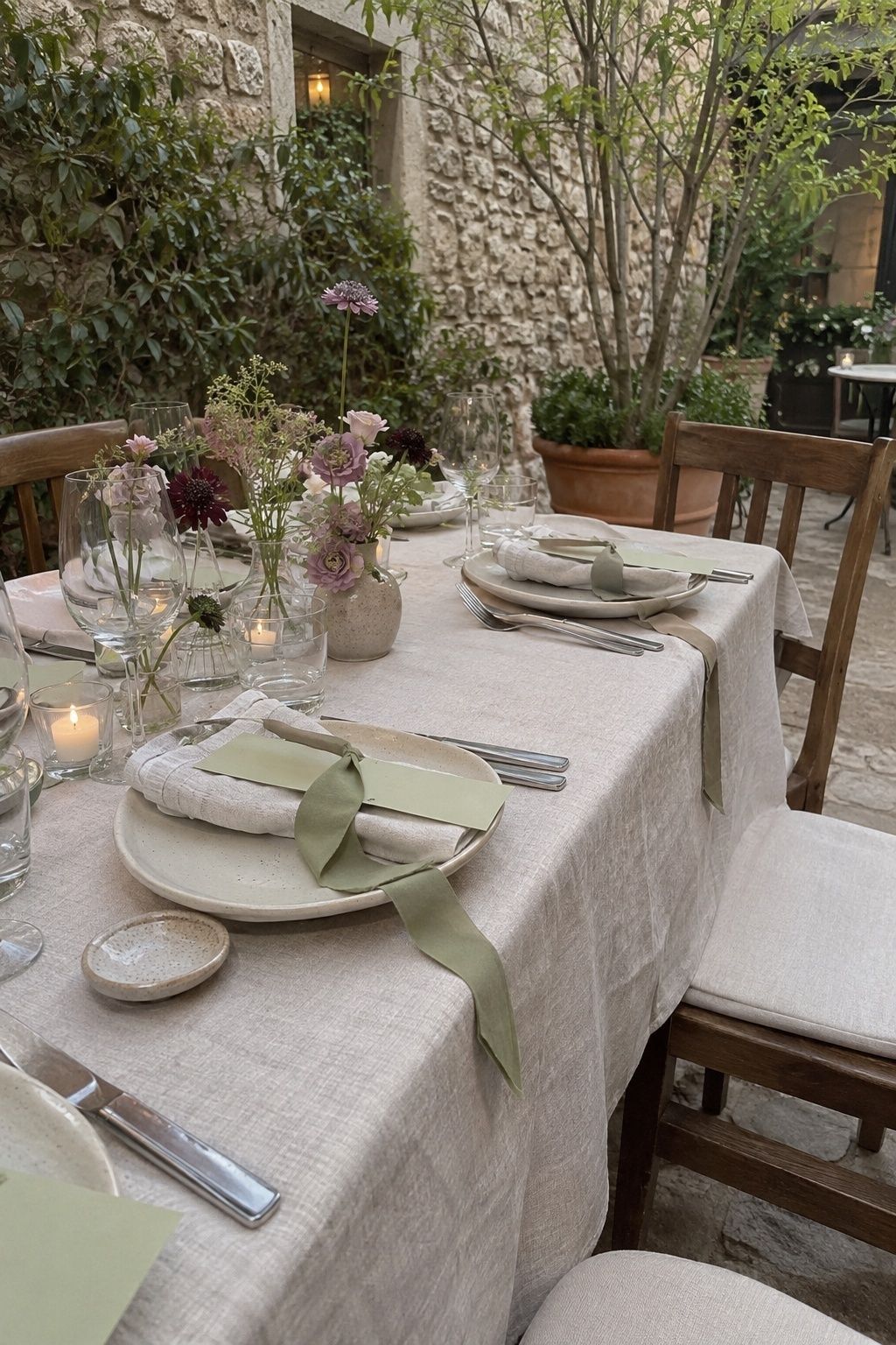 Pistachio, mauve and linen color scheme for a spring wedding