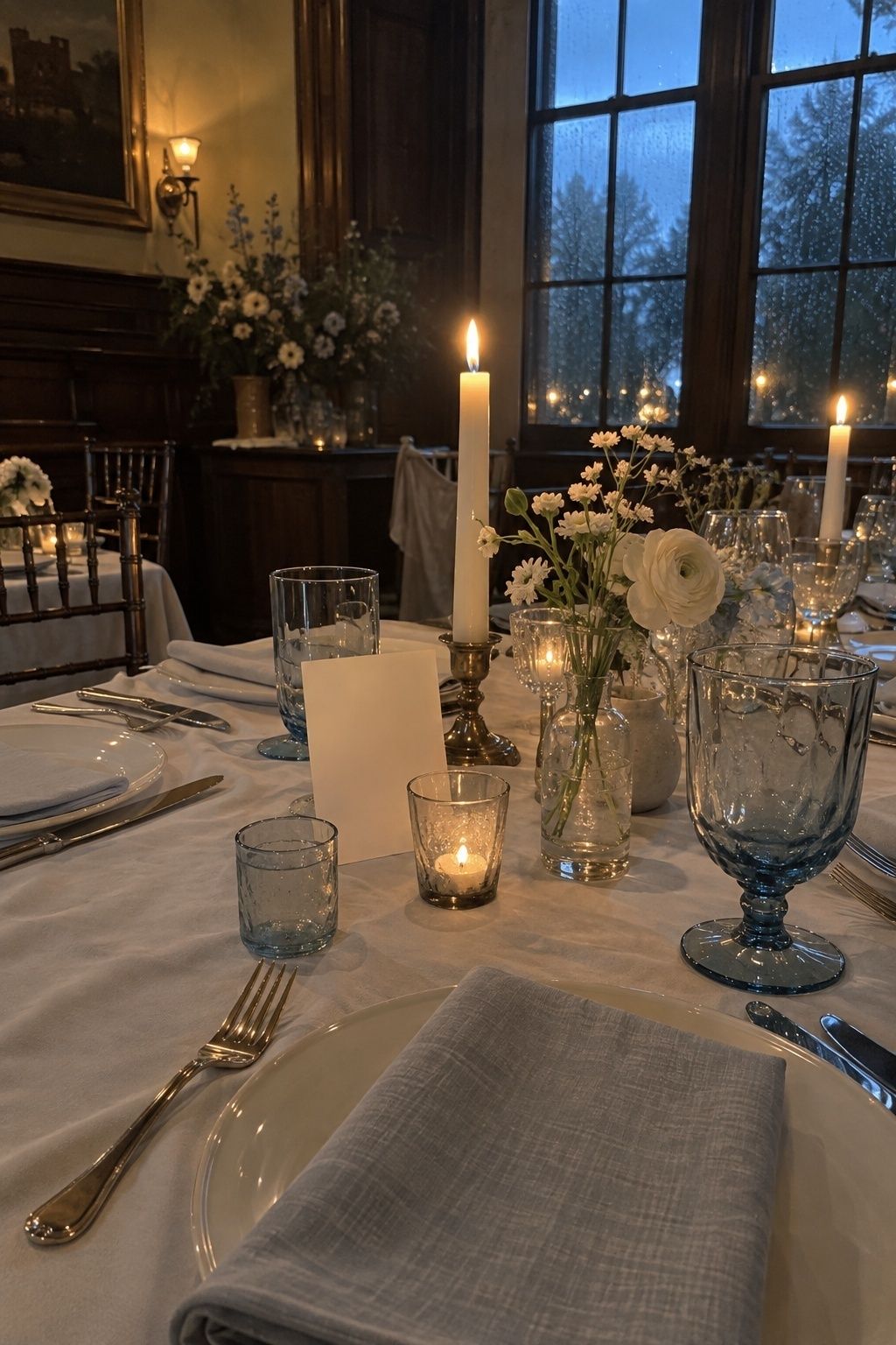 Dove grey, pastel blue and pearl wedding colors