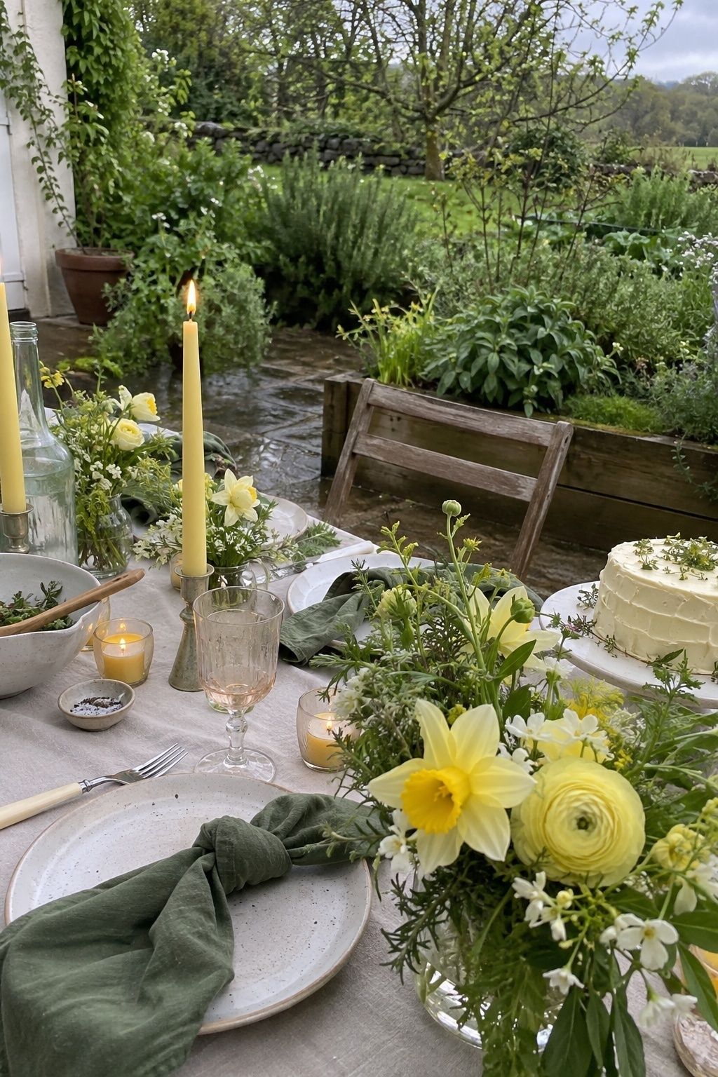 Pale yellow and garden green wedding colors for April