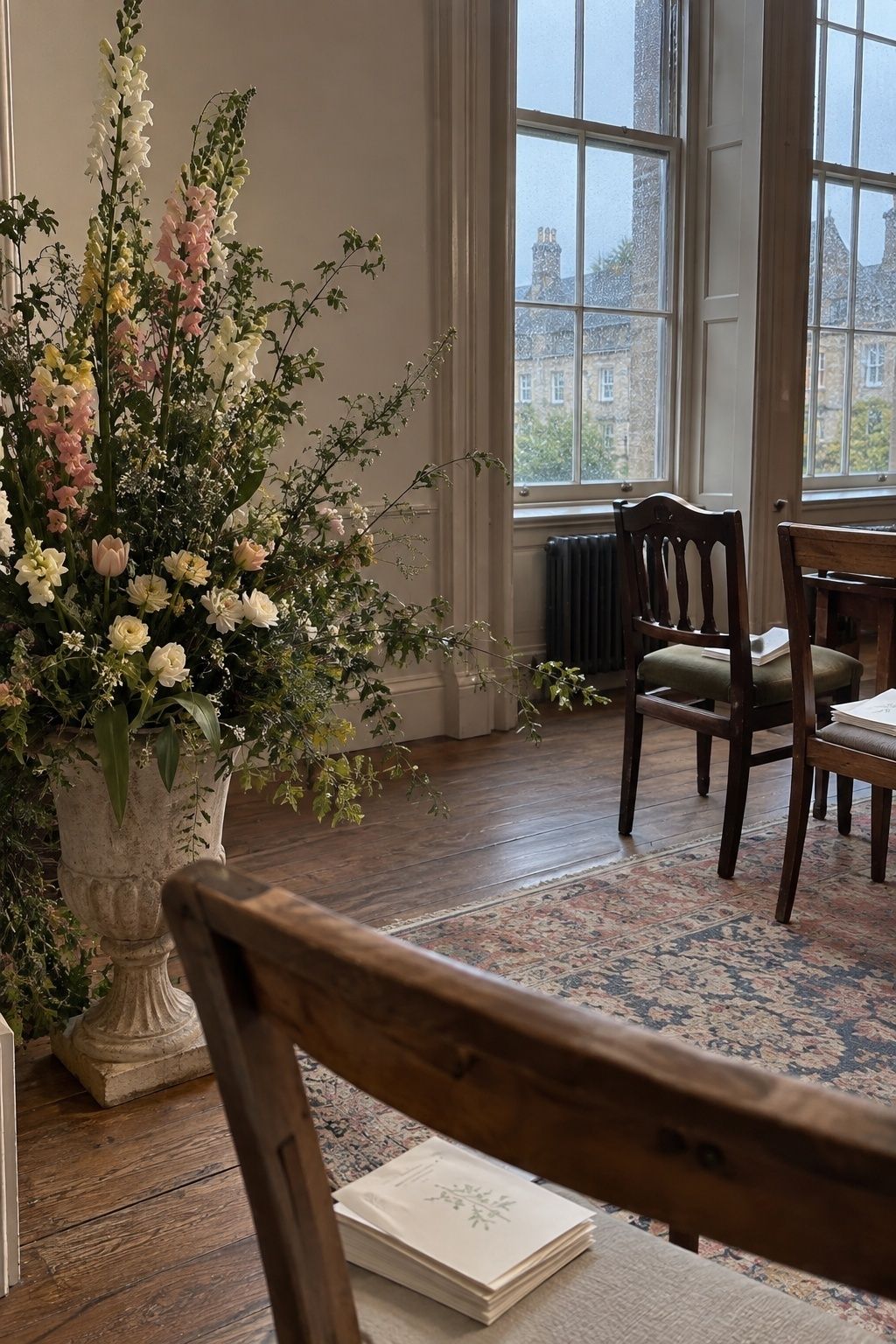 Tall snapdragons adding height to wedding flowers