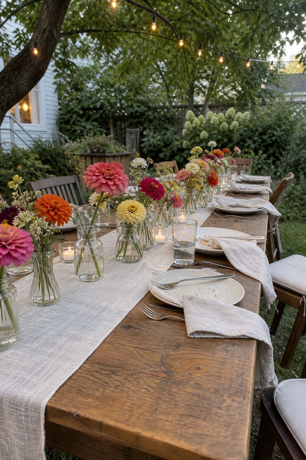 Relaxed zinnia arrangement in bright summer colors