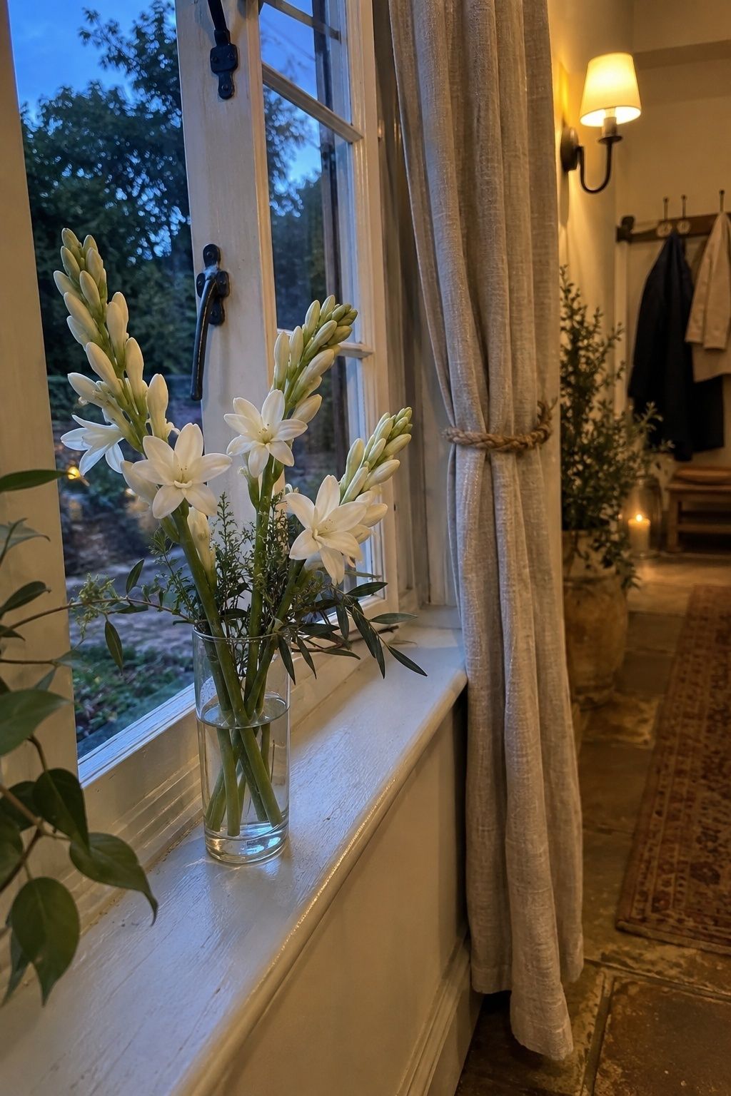 Fragrant tuberose used sparingly in wedding flowers