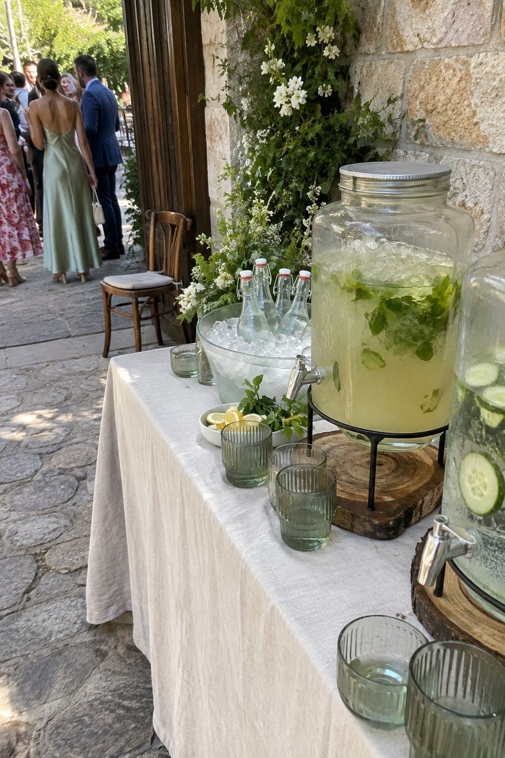 Cold welcome drinks served to arriving guests