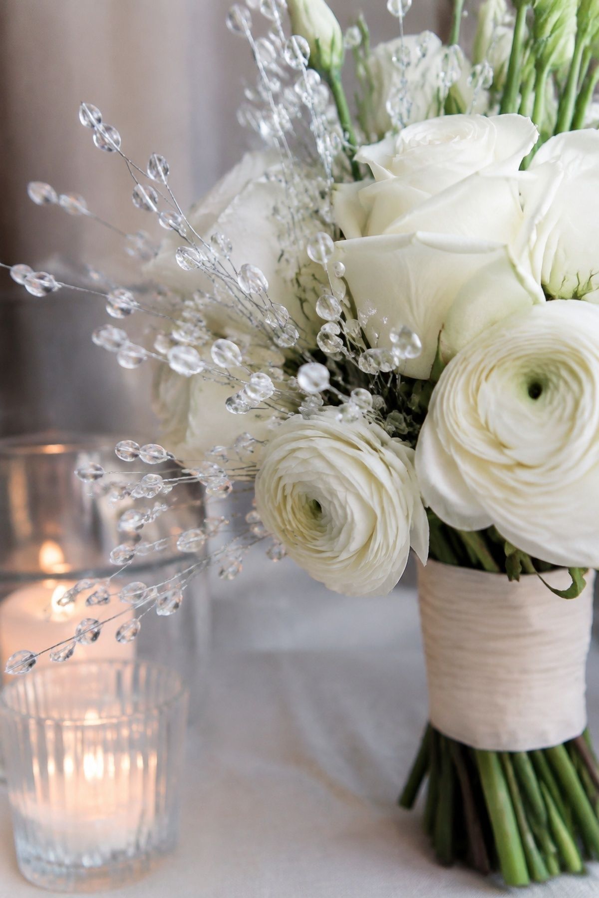 Clear glass bead flower stems