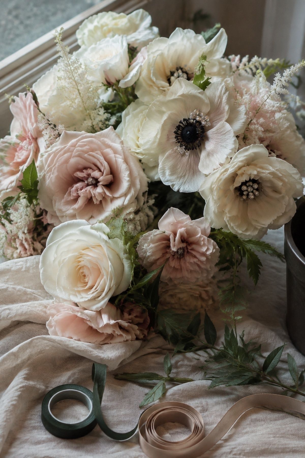 Wedding flowers with rhinestone centers