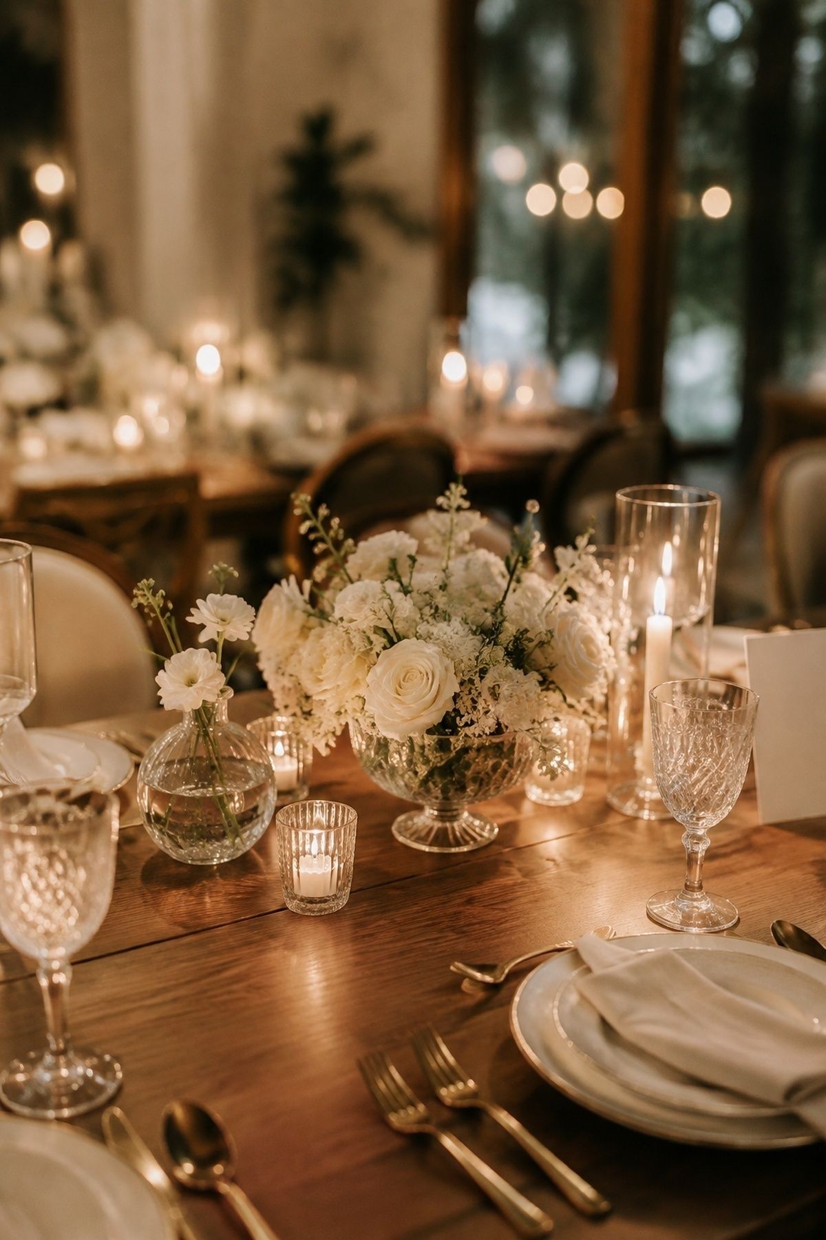 Shimmering stems in a wedding centerpiece