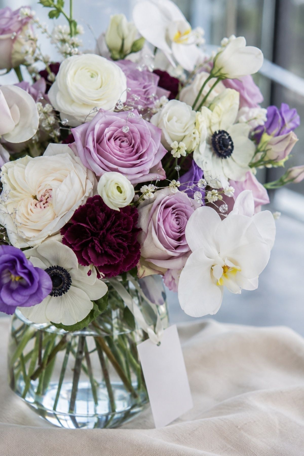 Fresh wedding flowers with added sparkle