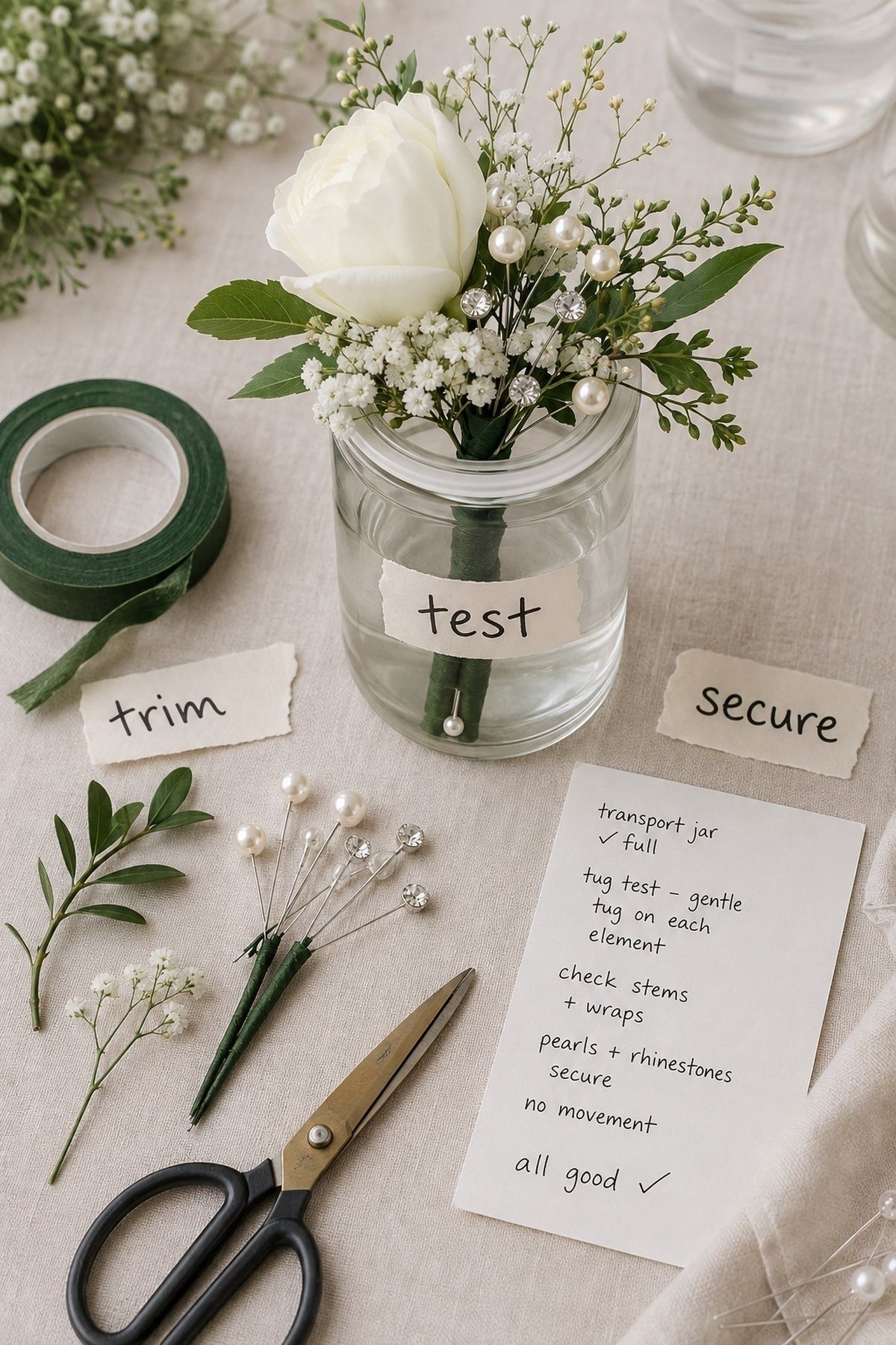 Durability and safety checks for embellished flowers