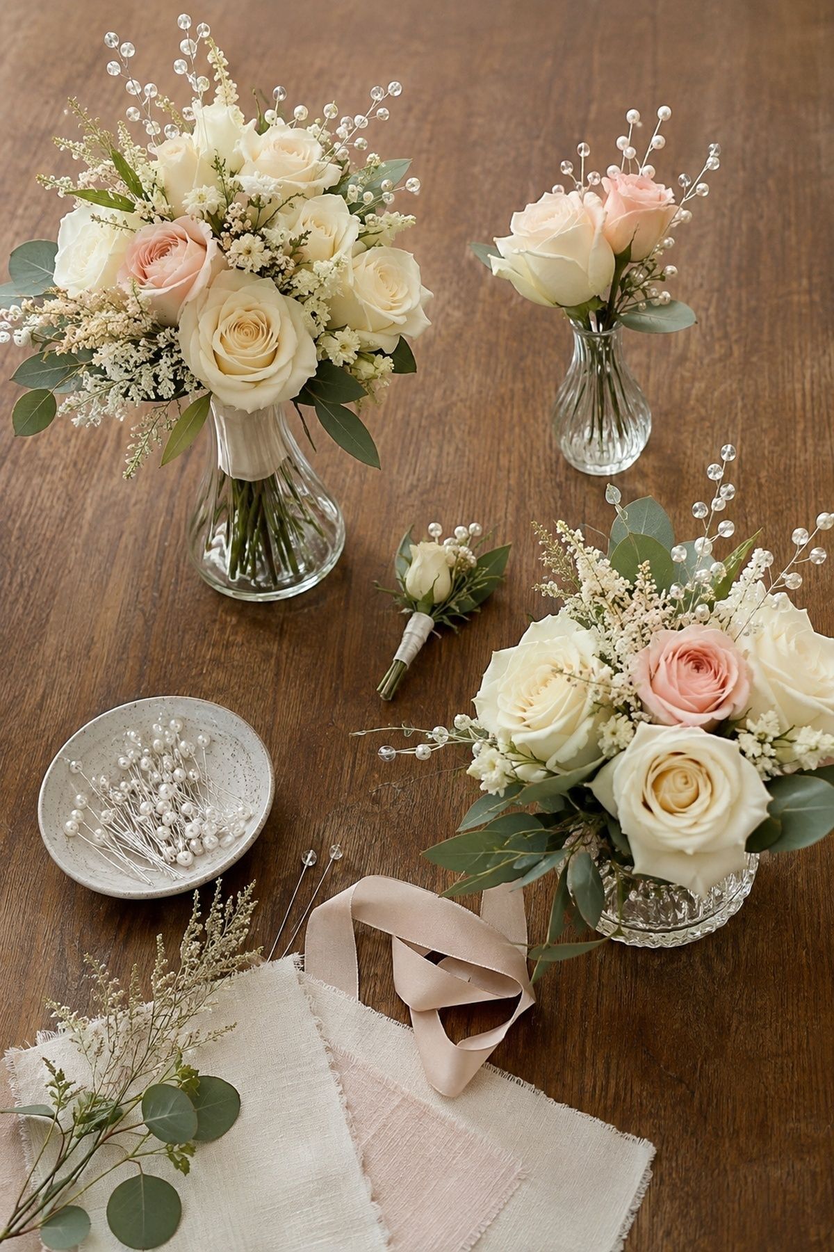 Budget-friendly sparkle added to wedding flowers