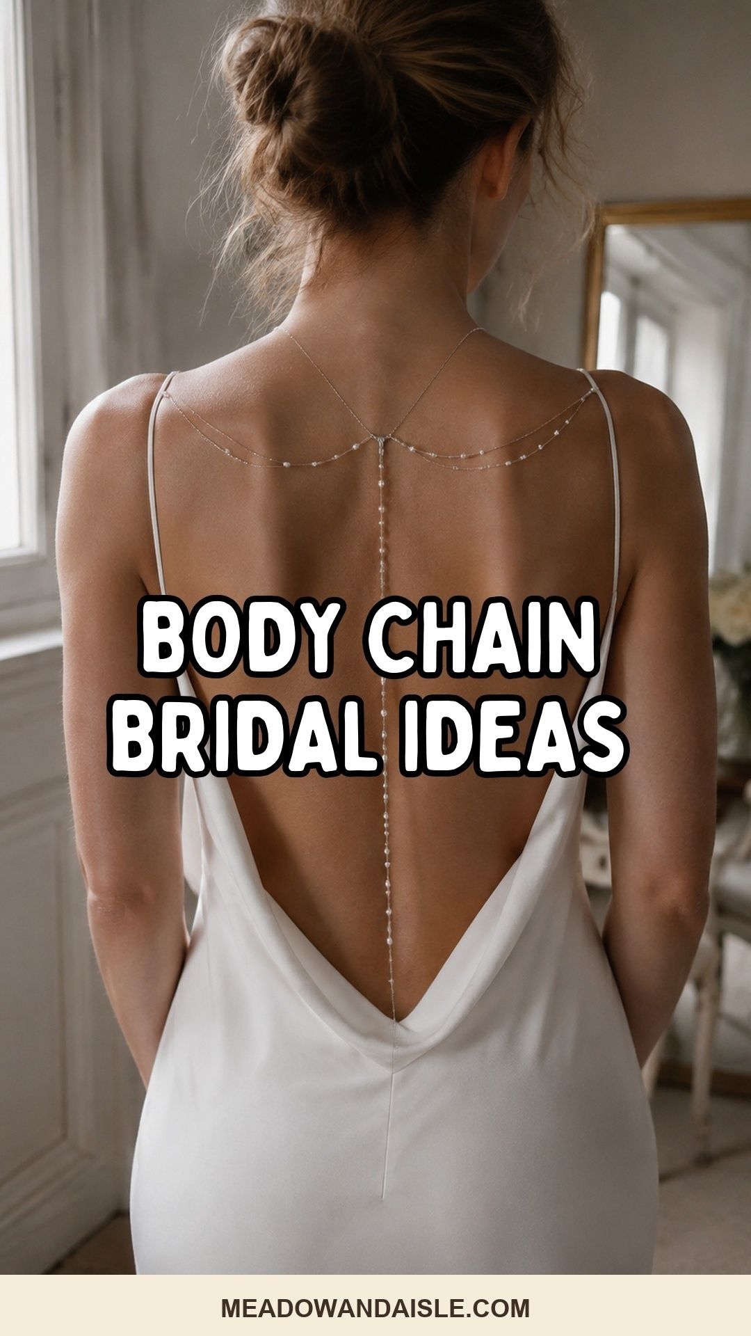 Pinterest pin with the title Body Chain Bridal Jewelry Ideas