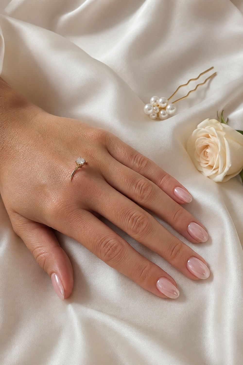 Glazed donut nails with a bridal finish