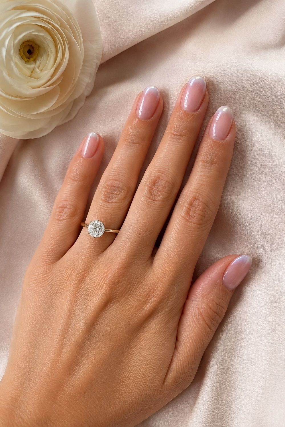 Chrome ombre nails fading from the tips
