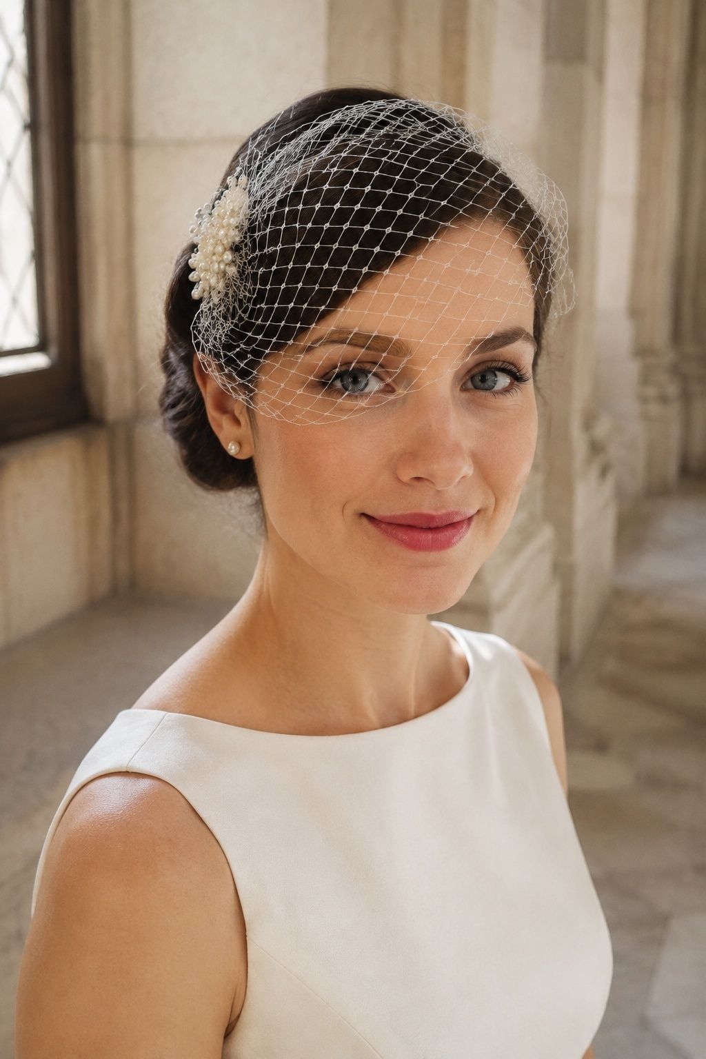 Birdcage veil fascinator with a vintage romantic feel