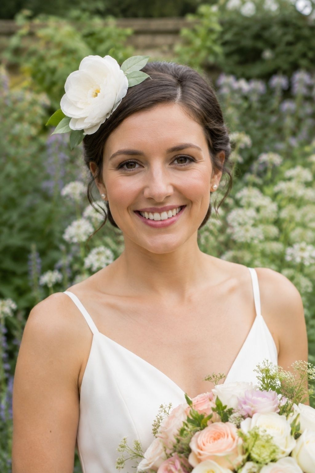 Floral fascinator for a garden ceremony