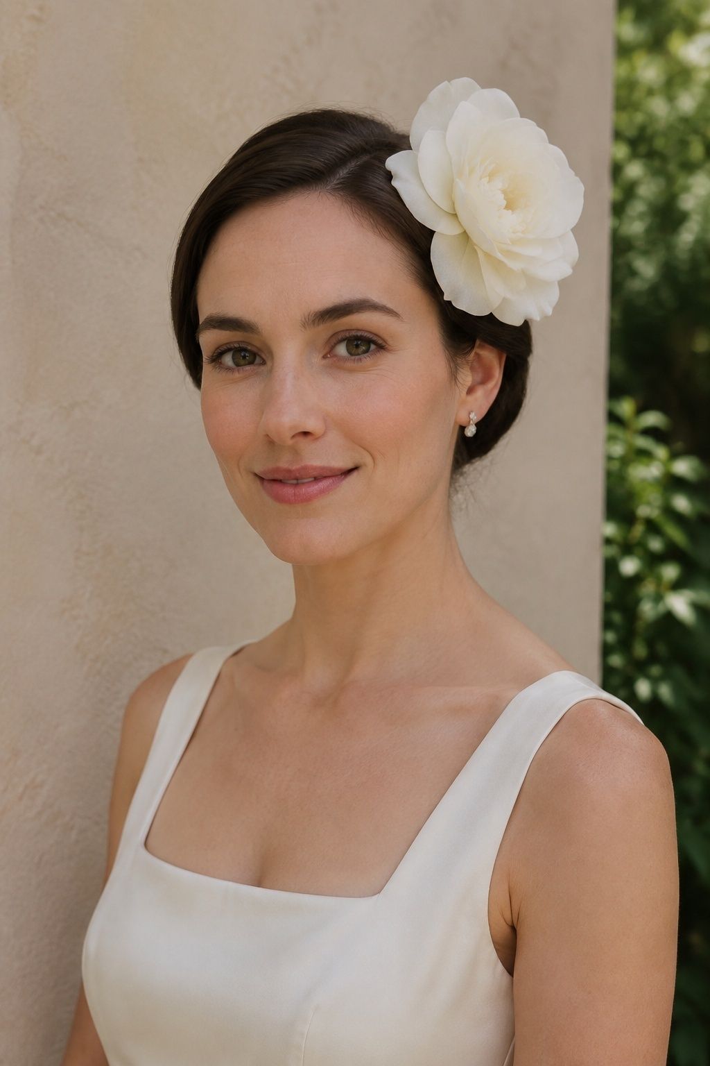 Oversized flower fascinator for wedding portraits