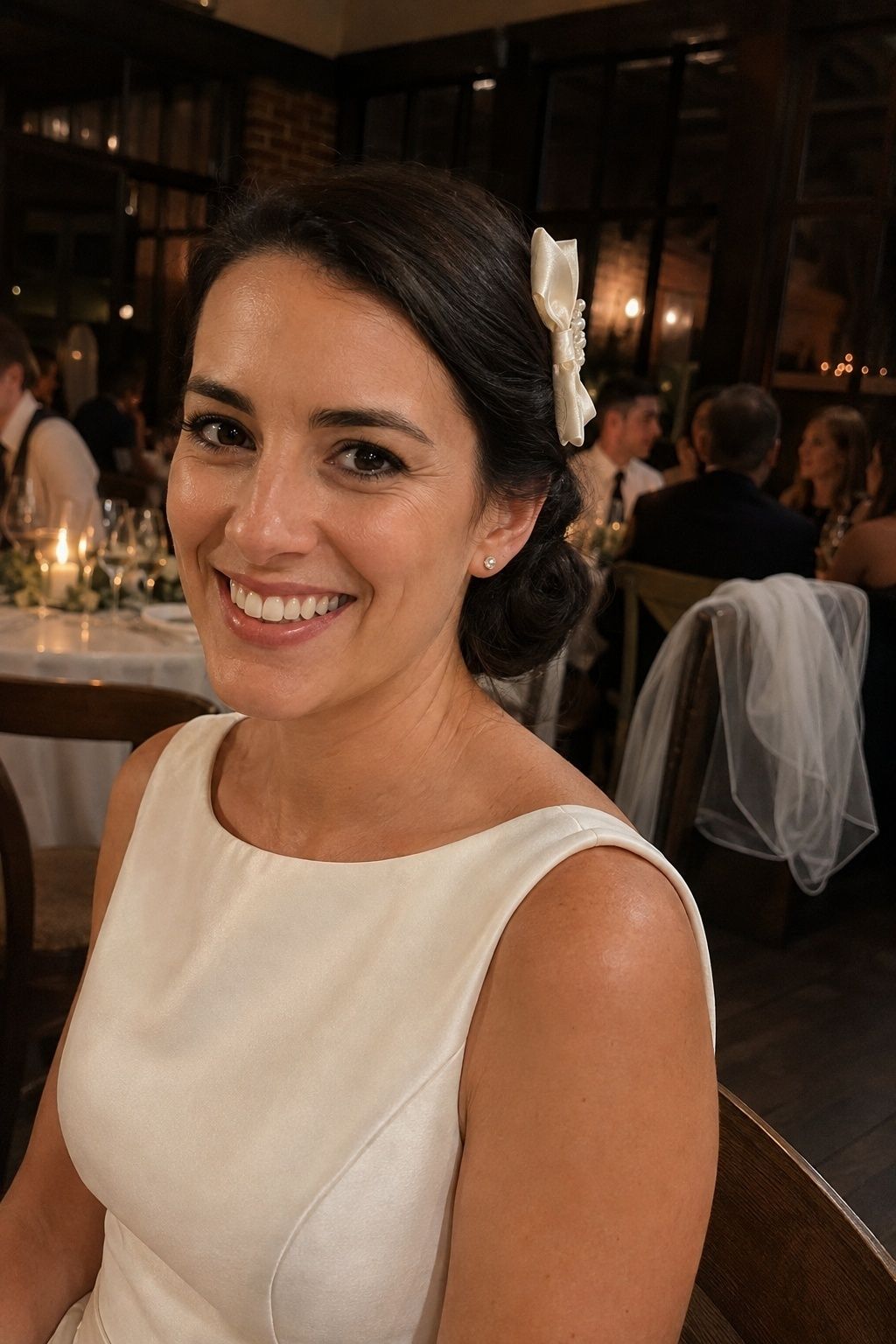 Fascinator worn at the reception after the veil comes off