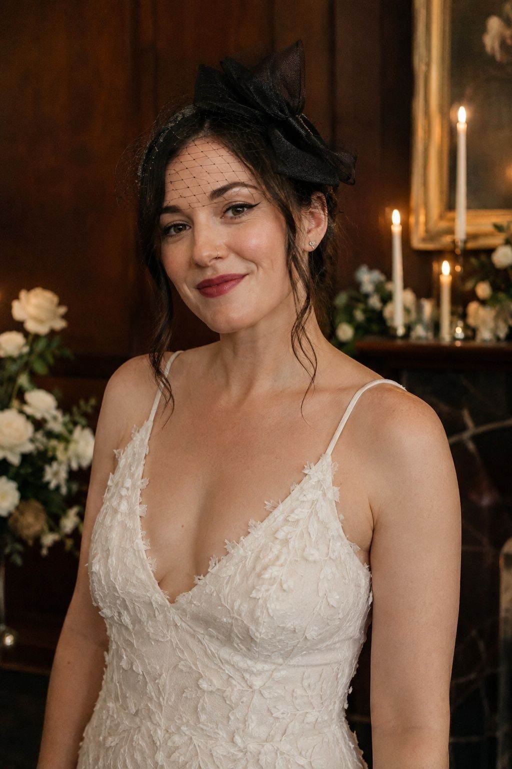 Black or ivory fascinator for an alternative bride