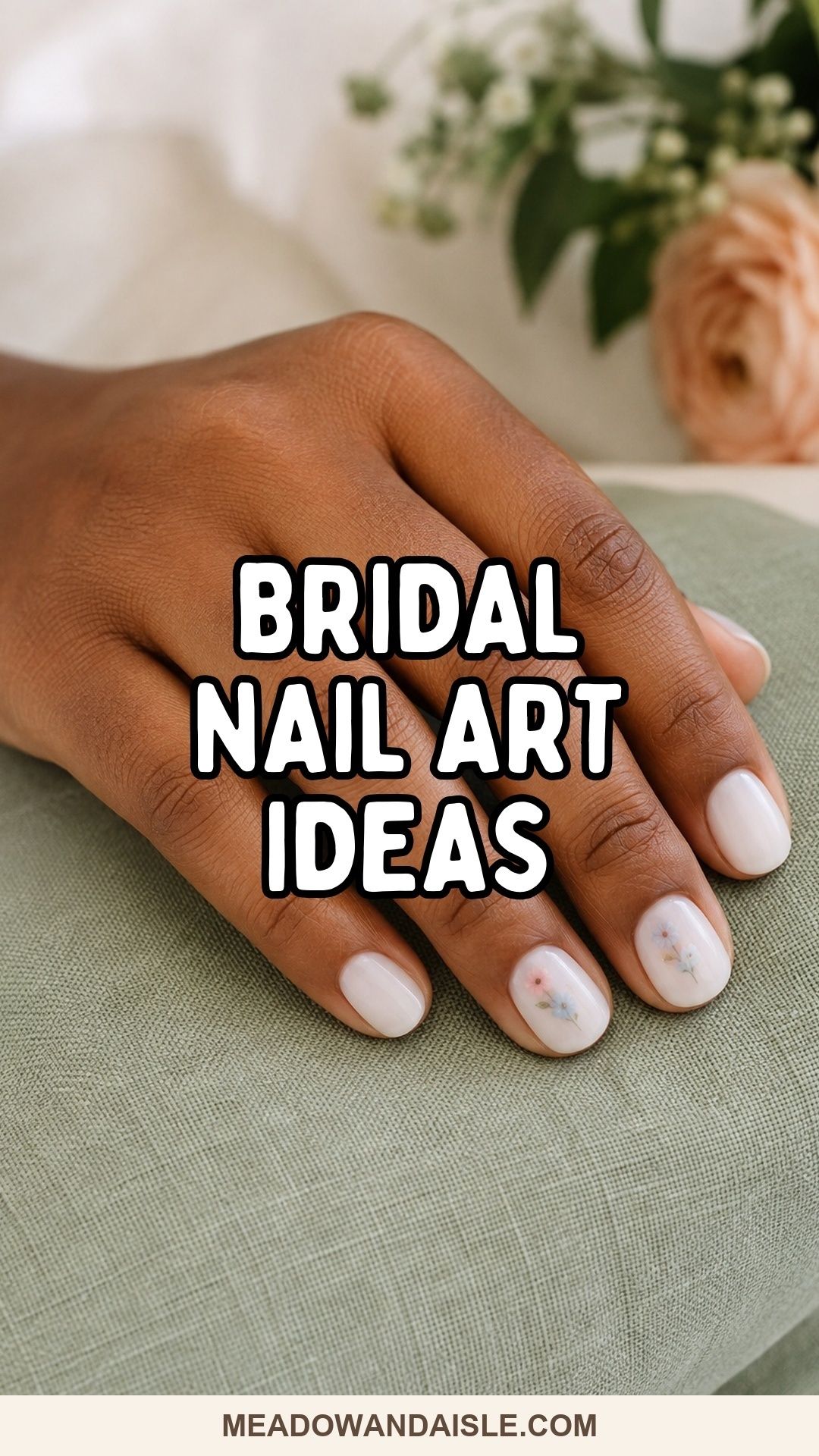 Bridal nail art ideas pin with a delicate wedding manicure