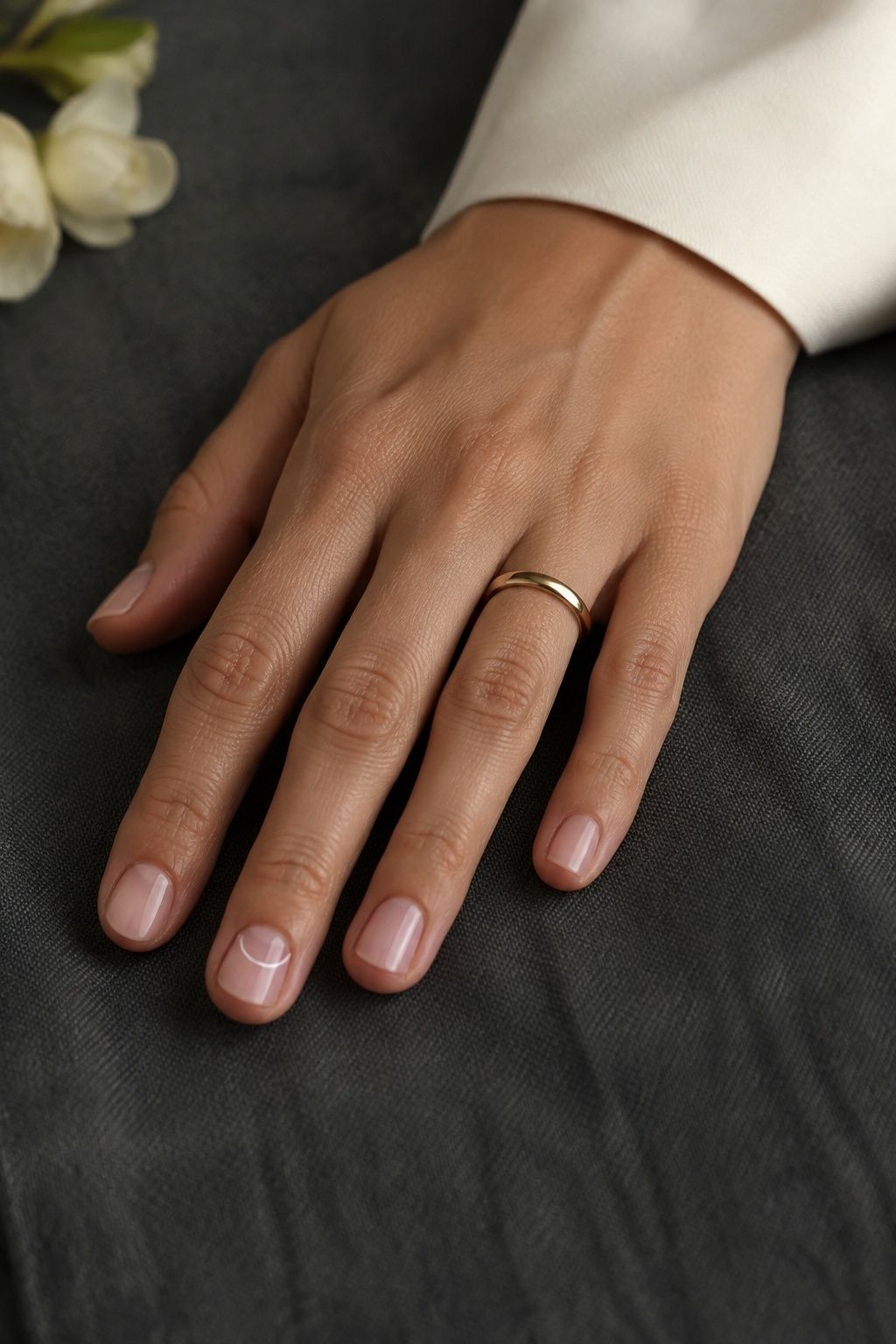 Clear gloss nails with one fine white line