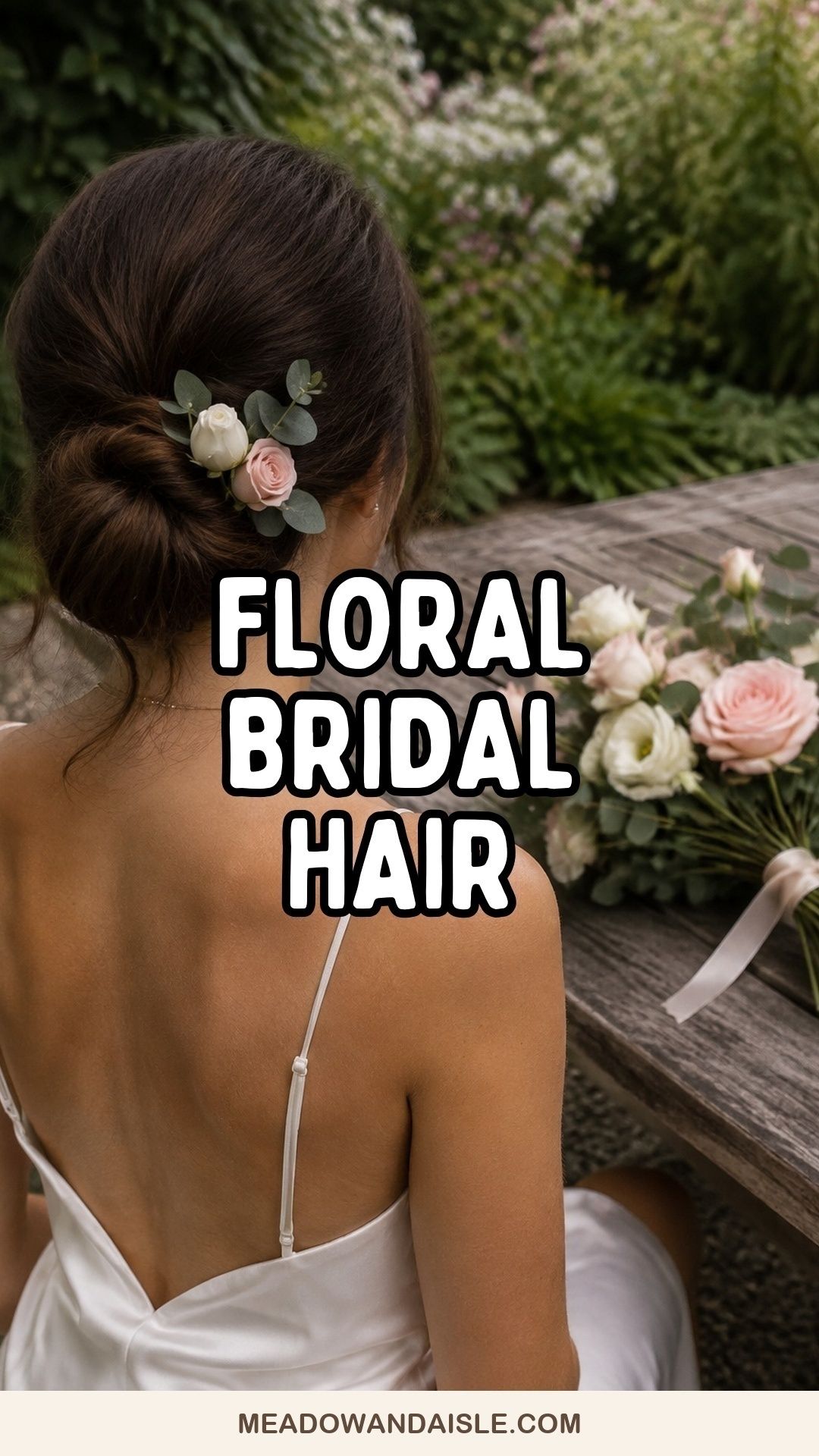 Pinterest pin with the title Bride Hairstyles With Flowers