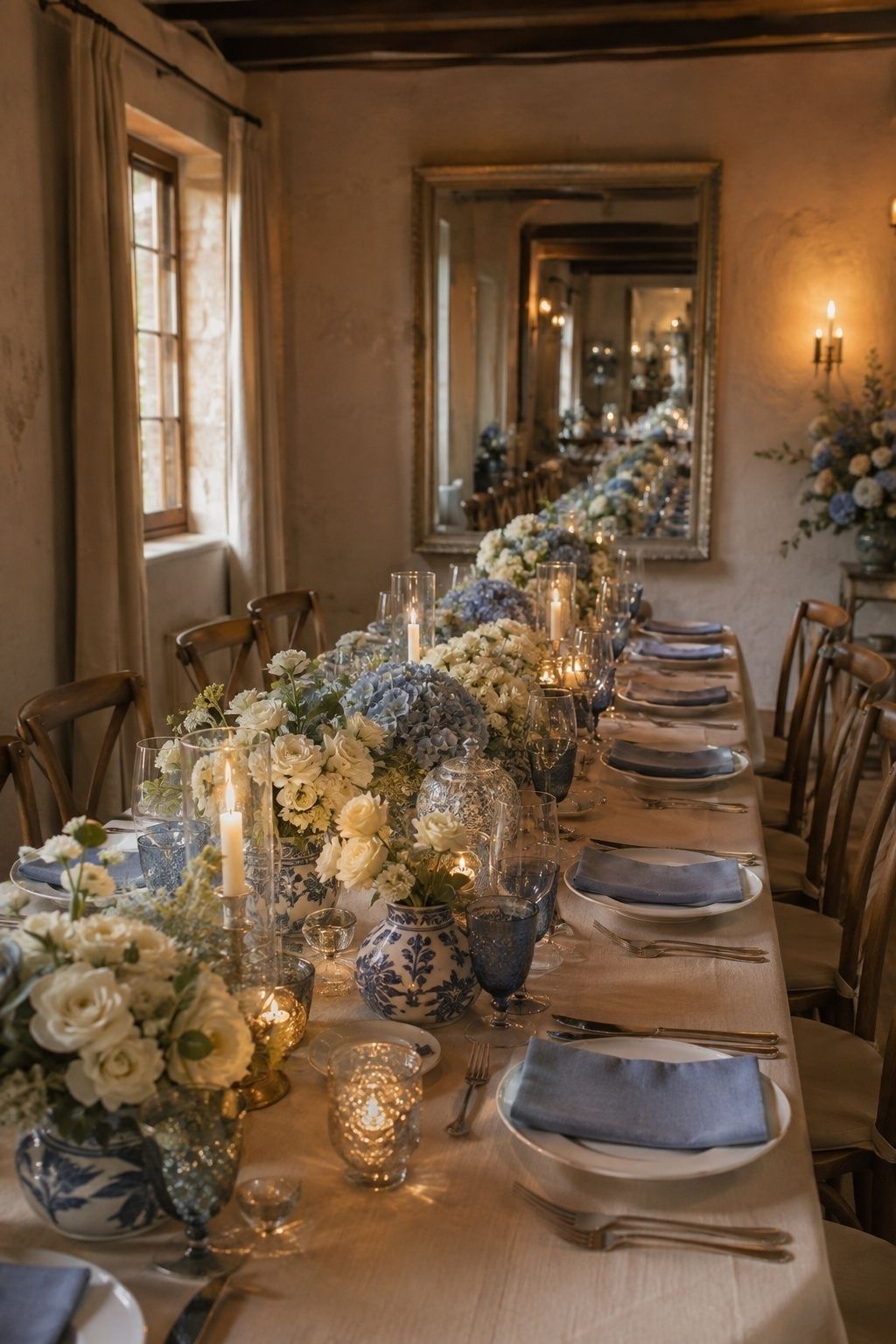Candlelit reception in a private dining room