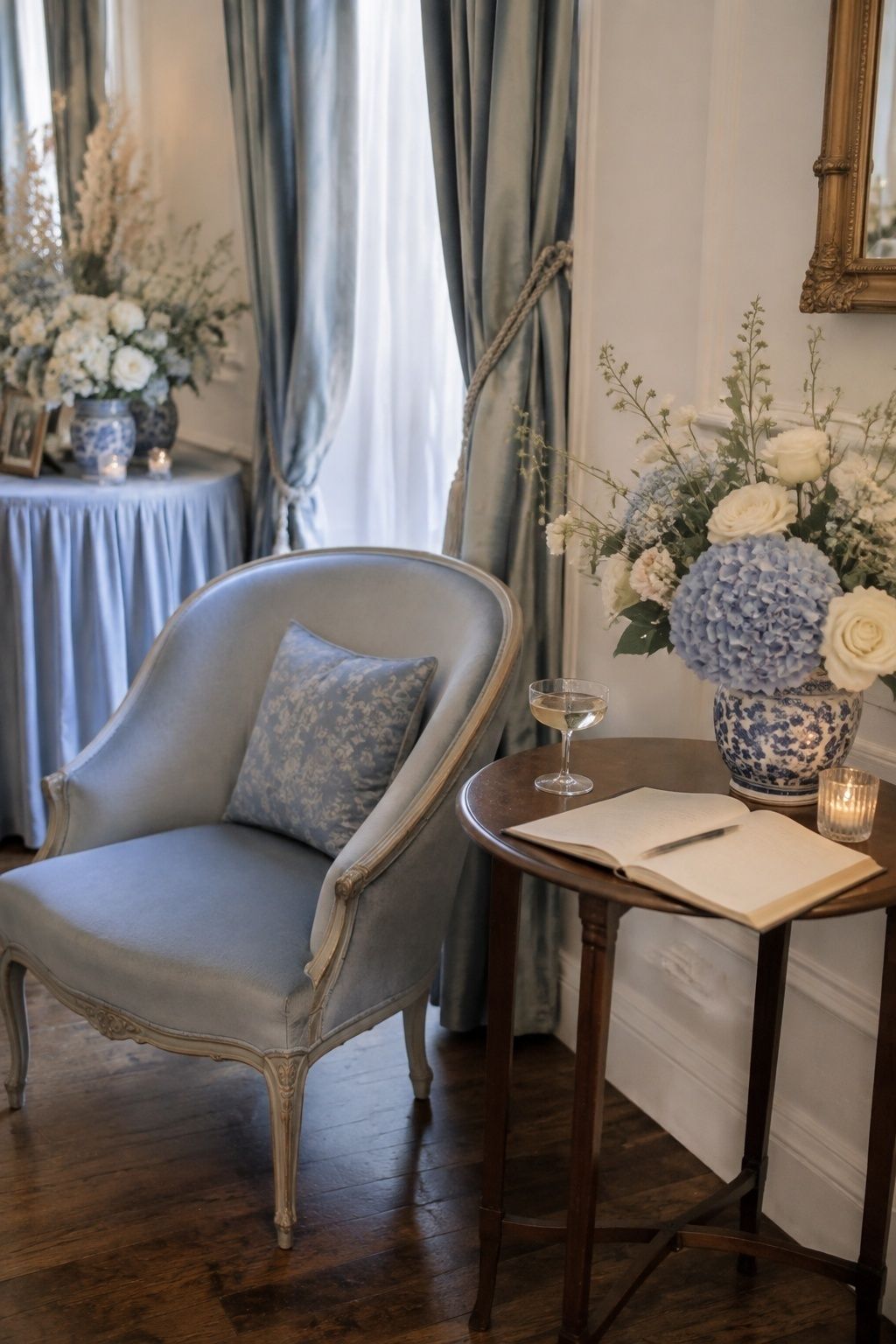Modern blue lounge and photo corner