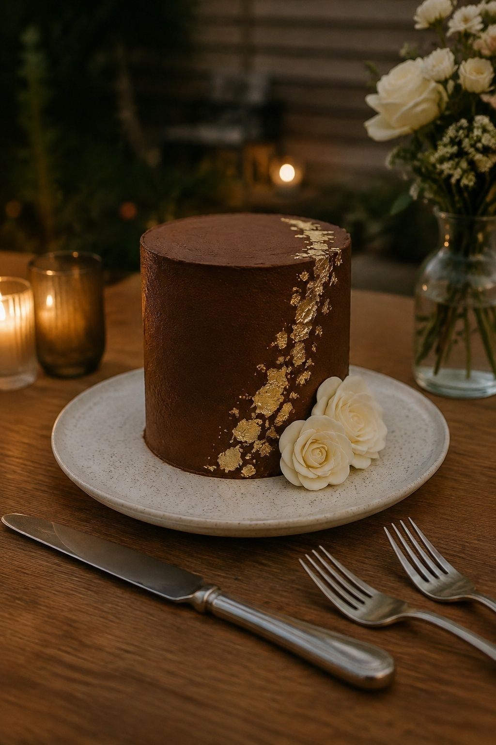 Small Brown And Gold Cutting cake