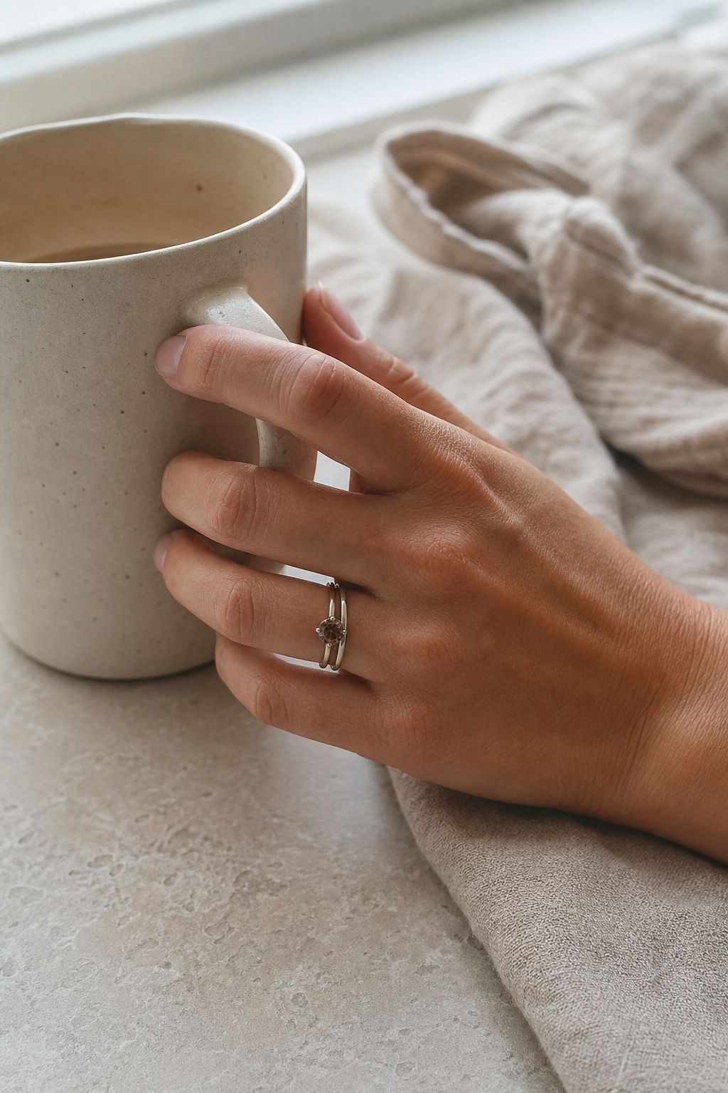 Brown diamond engagement ring worn day to day