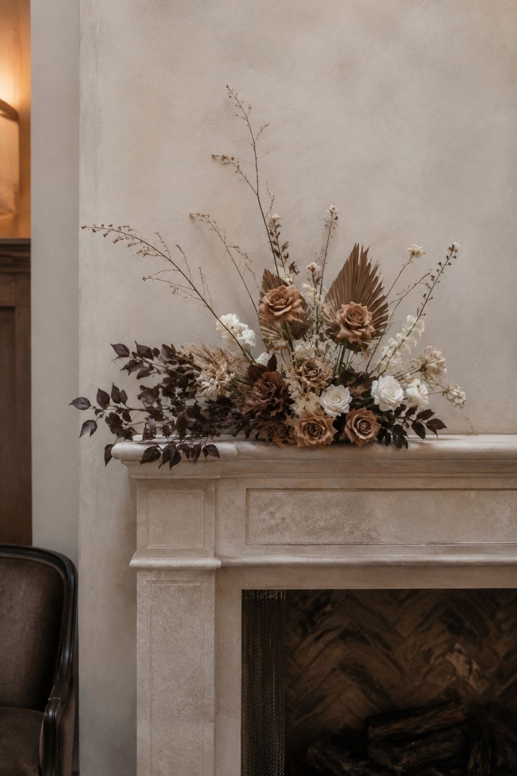 Chocolate brown floral installation