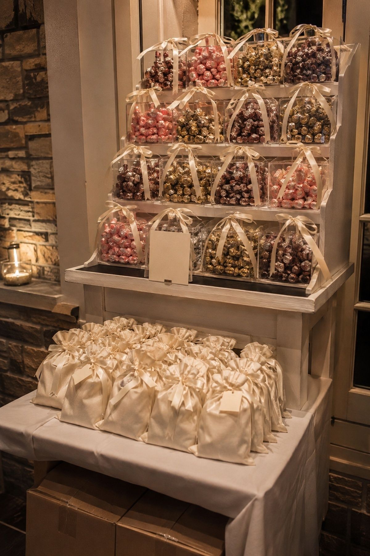 Candy wall doubling as wedding favours