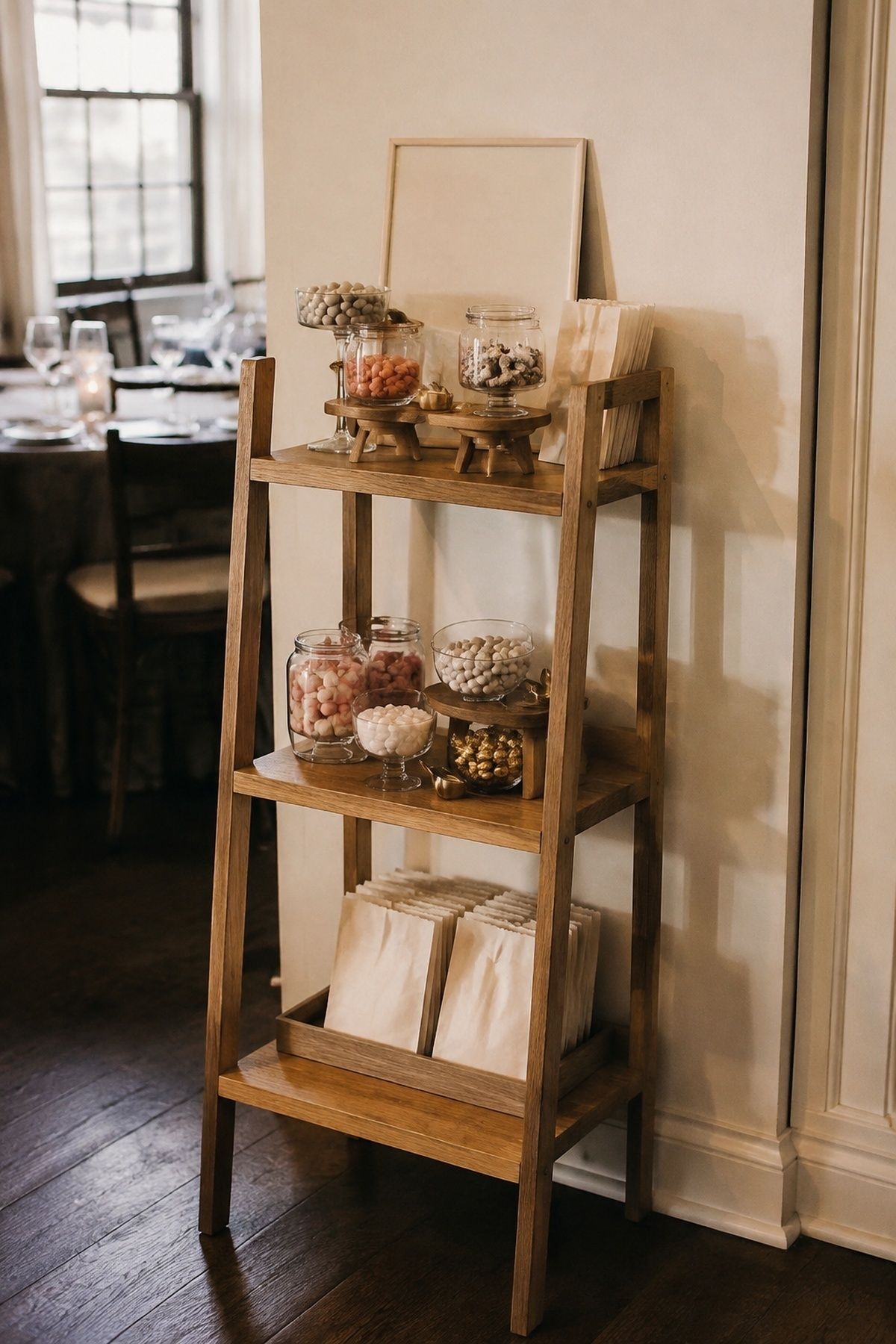 Tiny candy shelf used instead of a full wall