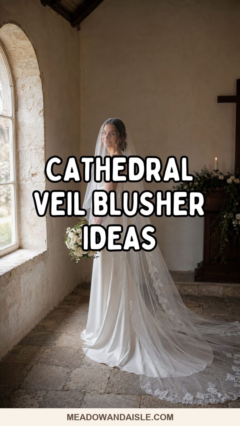 Cathedral veil with blusher wedding inspiration Pinterest pin