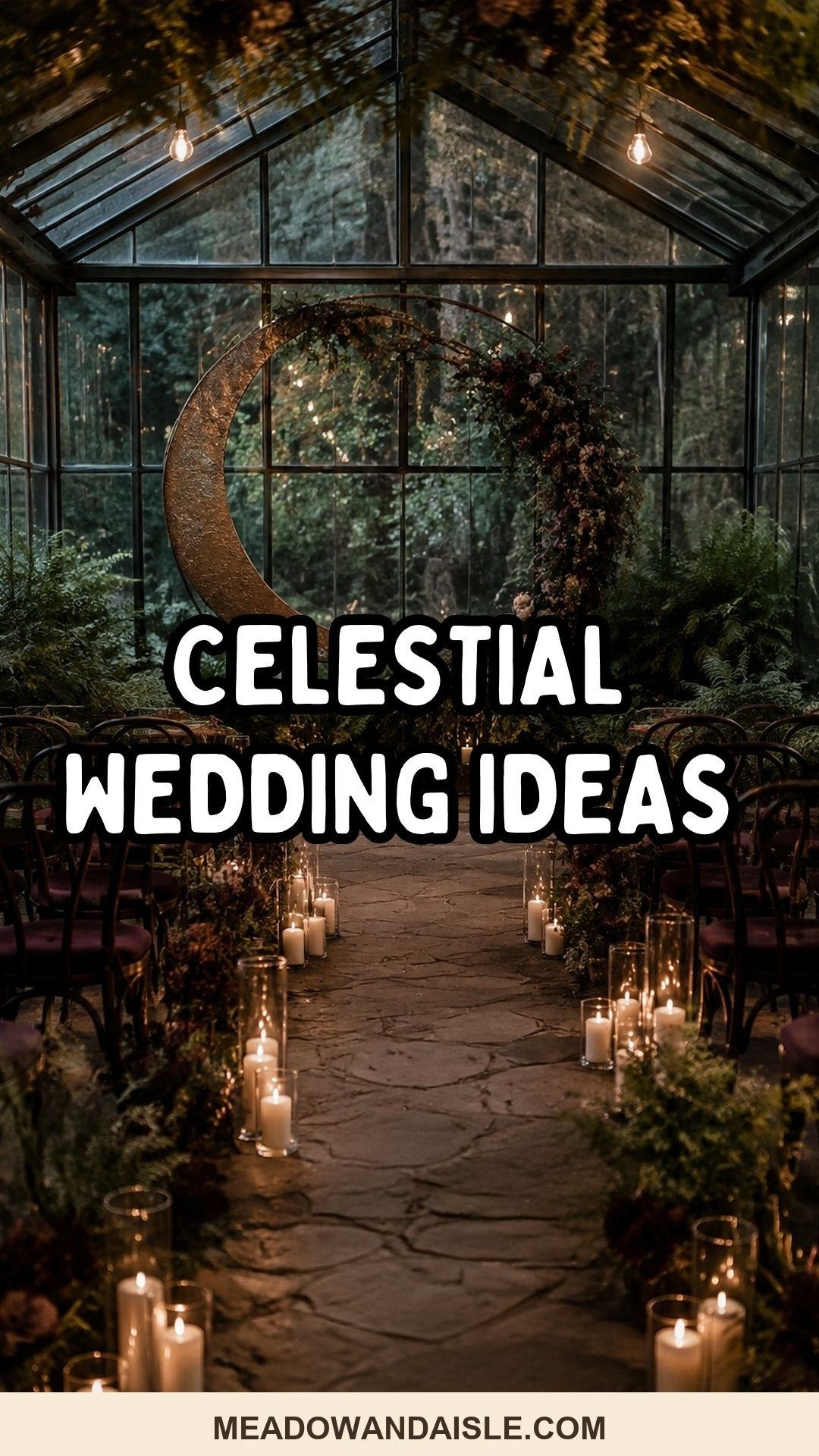 Celestial wedding ideas Pinterest pin for Meadow & Aisle