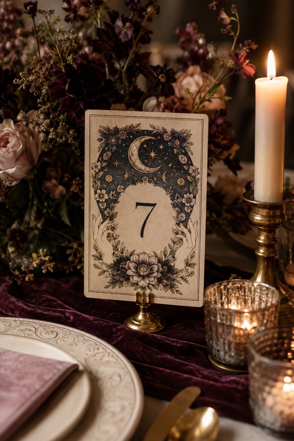 Tarot-style wedding table numbers
