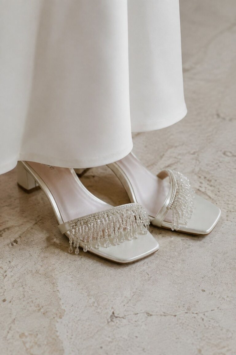 Crystal Fringe Sandals with a Minimal Gown
