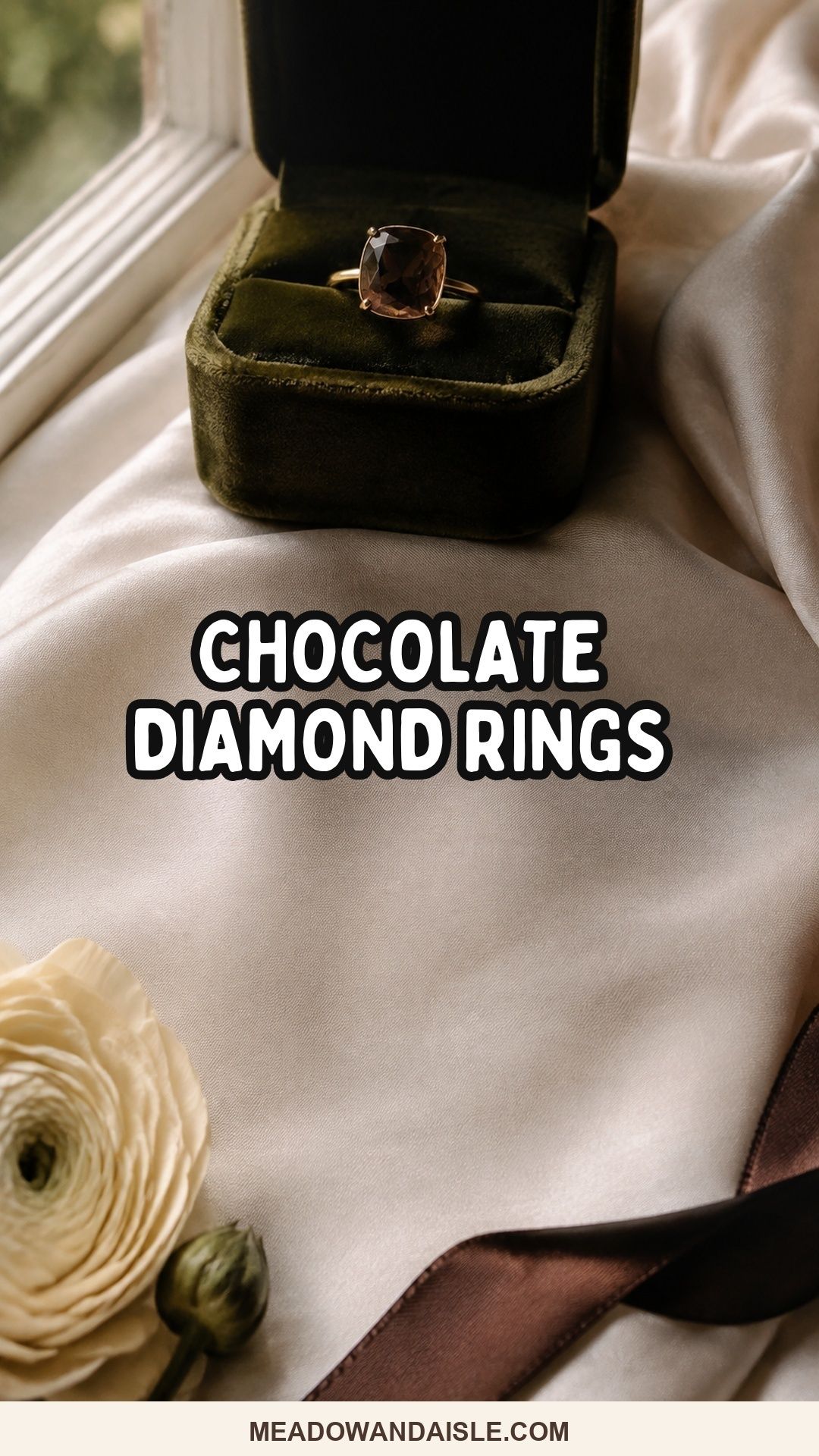Chocolate Diamond Rings Pinterest pin for Meadow & Aisle