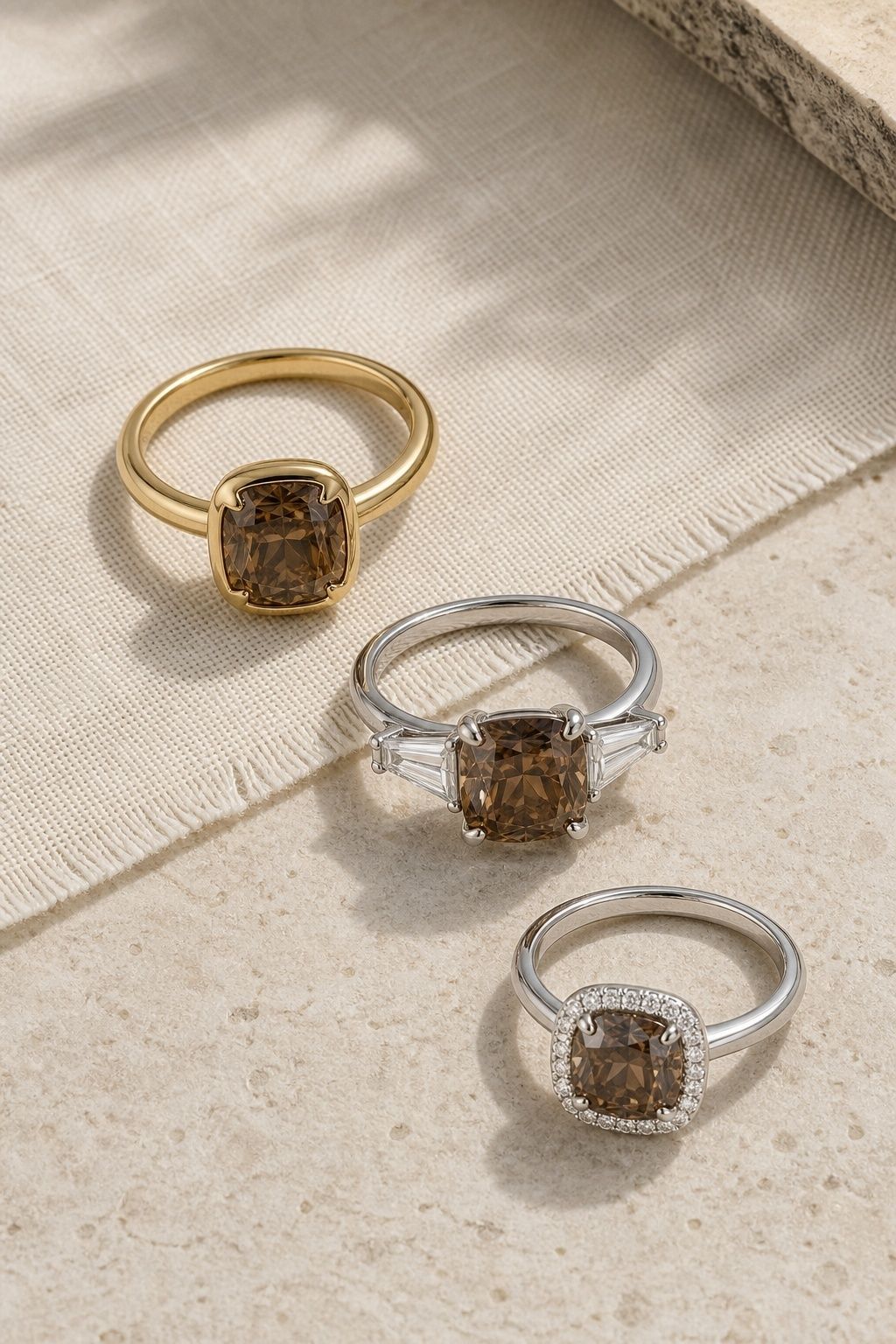 Chocolate diamond engagement ring settings compared