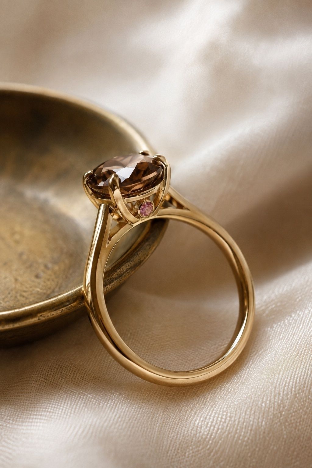 Chocolate diamond ring with restrained colored accents