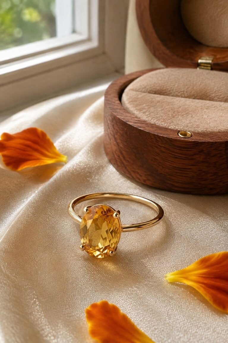 Citrine Solitaire In Yellow Gold citrine wedding ring idea