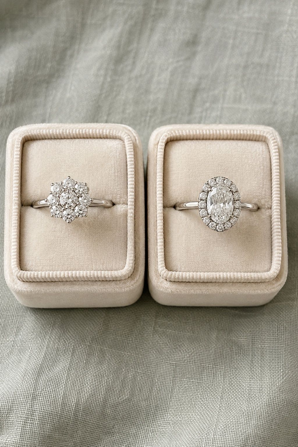 Cluster ring and halo ring side by side