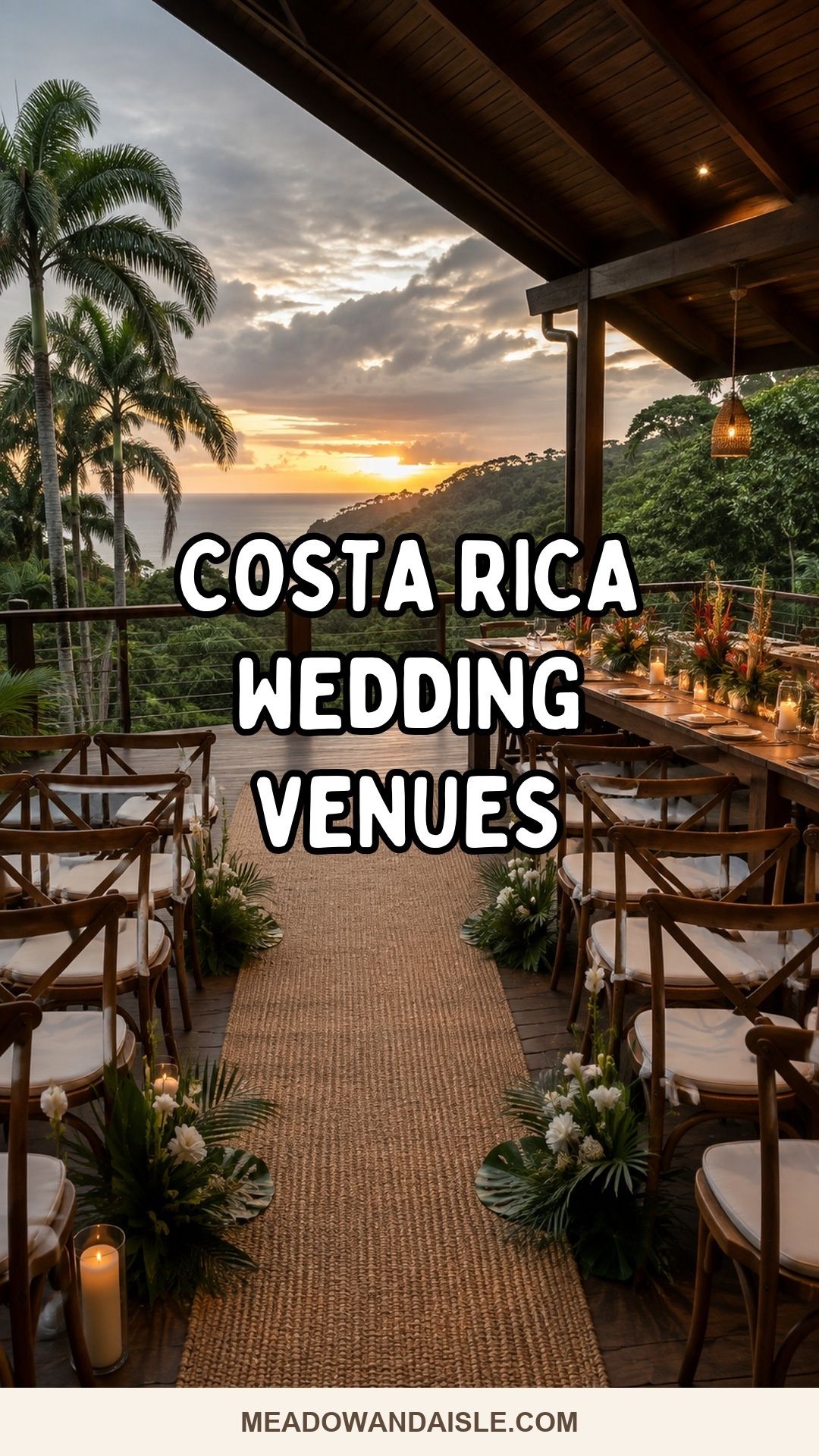 Costa Rica wedding venue ideas Pinterest pin over an intimate rainforest-and-Pacific ceremony terrace