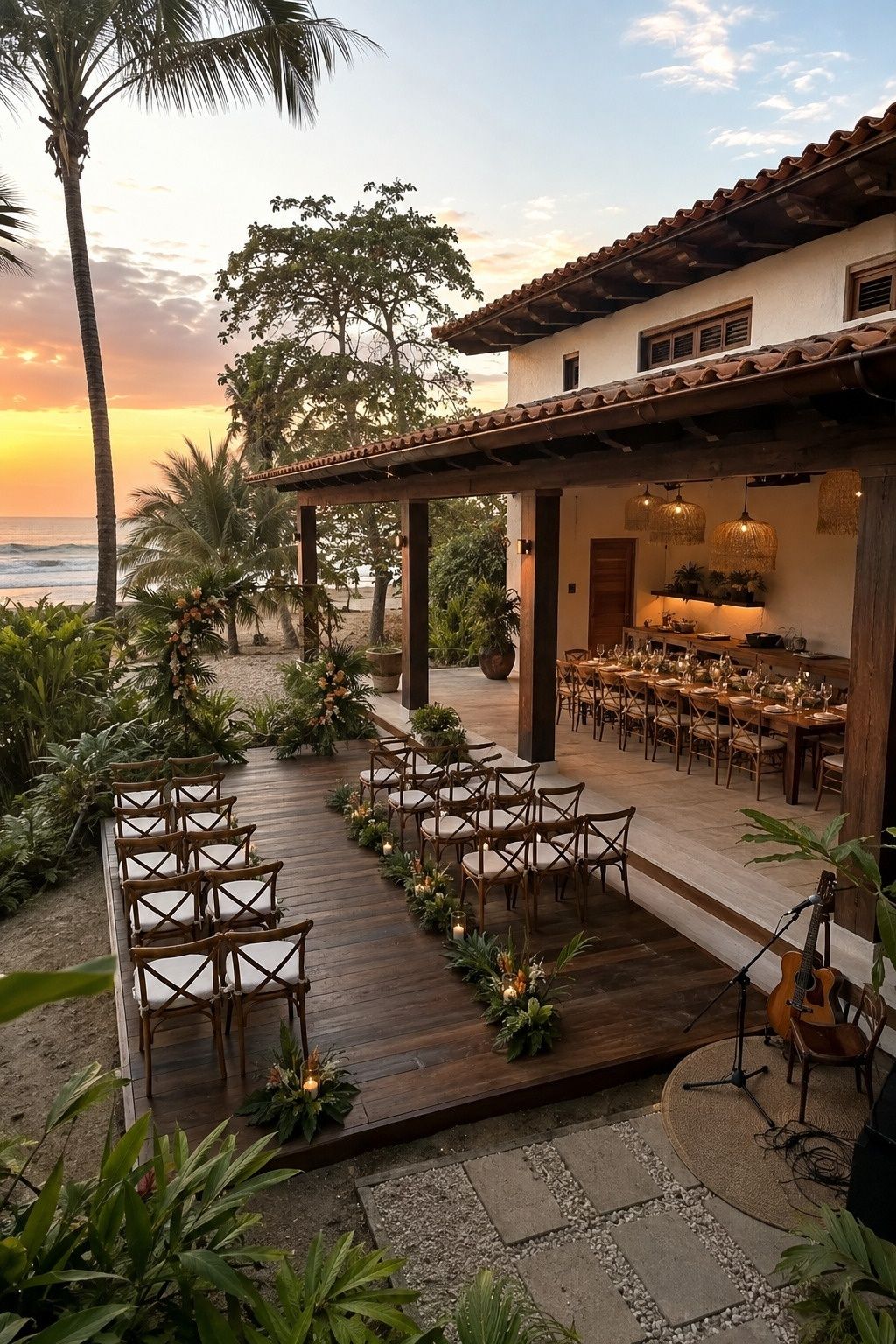 Private beachfront villa ready for a ceremony