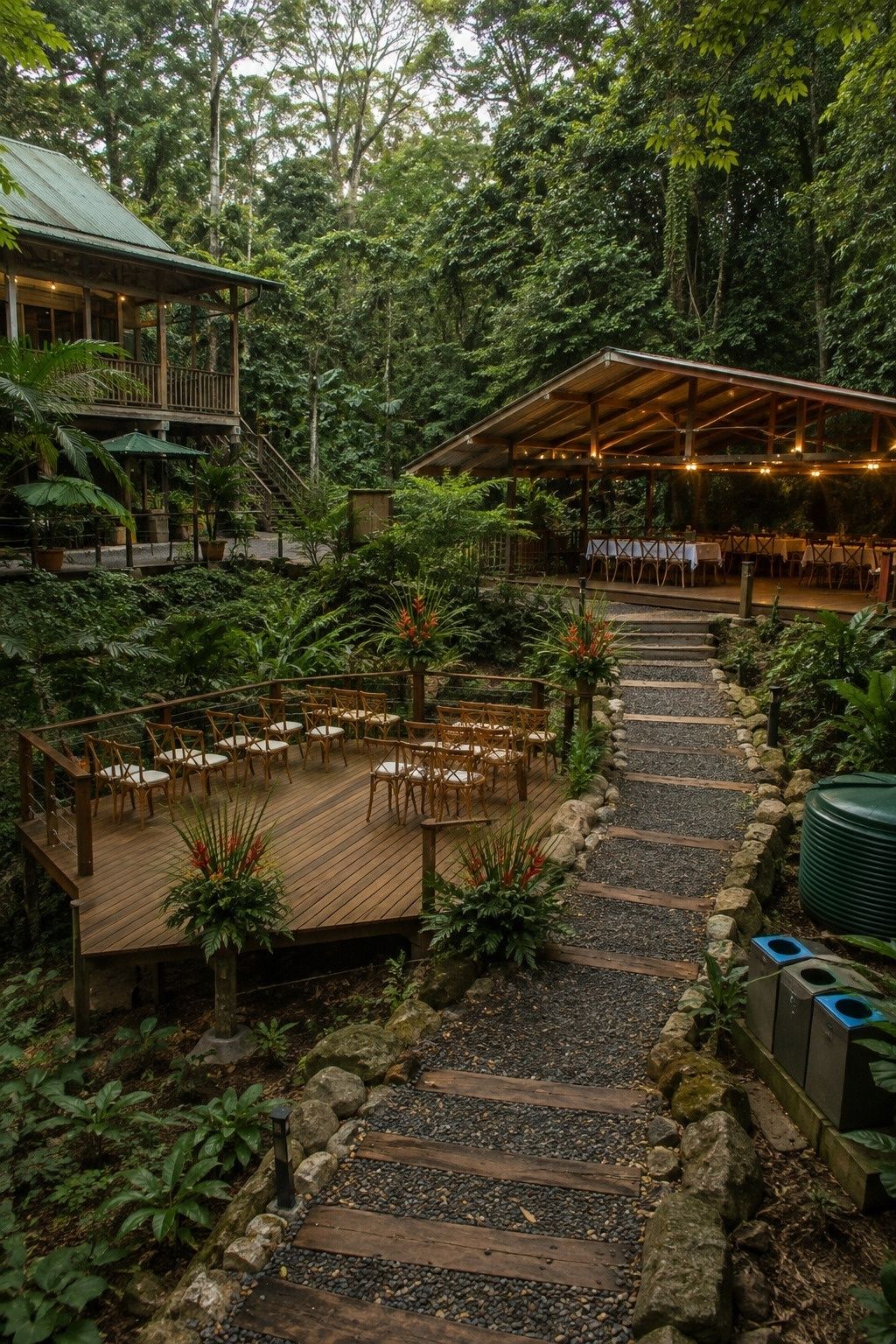 Boutique eco-lodge wedding setup in Costa Rica