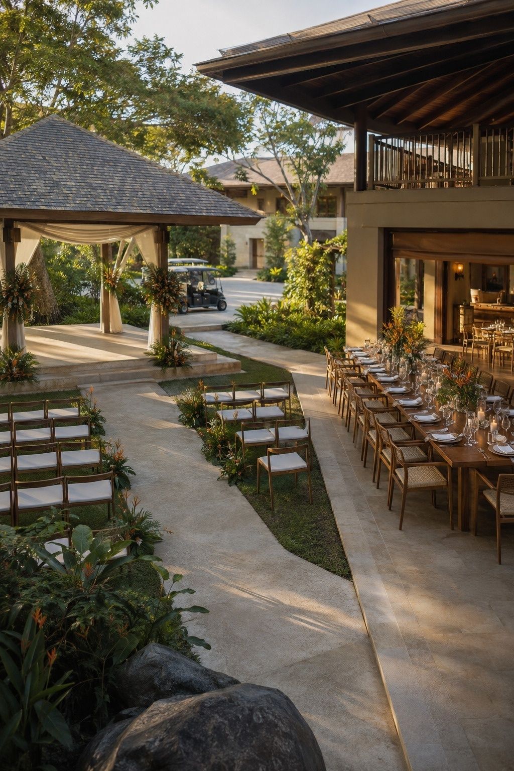 All-inclusive resort wedding setup